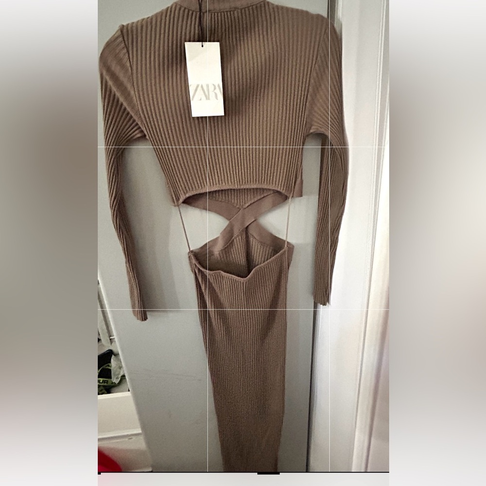 π Zara Taupe Ribbed Dress - Picture 3 of 5